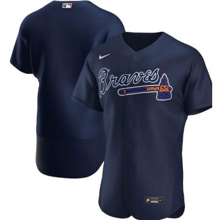 Men's Atlanta Braves Blank Navy Flex Base Stitched Jersey