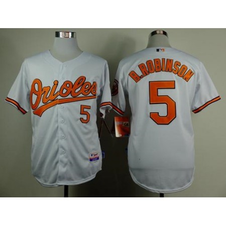 Orioles #5 Brooks Robinson White Cool Base Stitched MLB Jersey