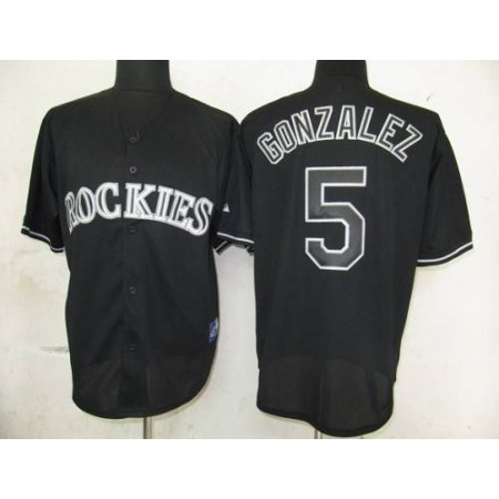 Rockies #5 Carlos Gonzalez Black Fashion Stitched MLB Jersey