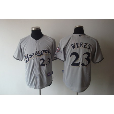 Brewers #23 Rickie Weeks Stitched Grey MLB Jersey