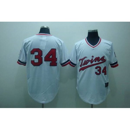 Twins #34 Kirby Puckett Stitched White Cooperstown Throwback MLB Jersey