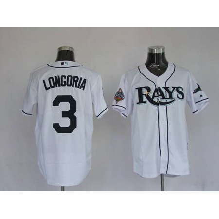 Rays #3 Evan Longoria Stitched White MLB Jersey