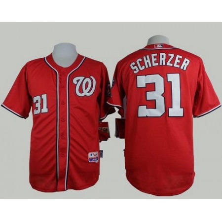 Nationals #31 Max Scherzer Red Cool Base Stitched MLB Jersey