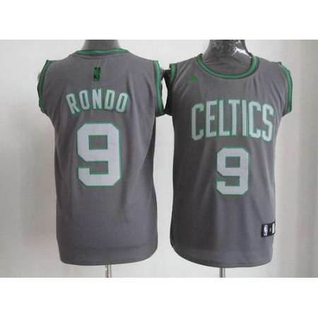 Celtics #9 Rajon Rondo Grey Graystone Fashion Embroidered NBA Jersey