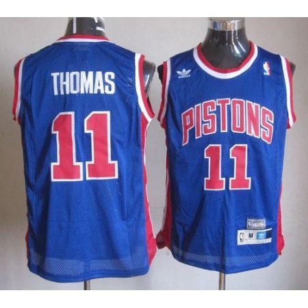 Throwback Pistons #11 Thomas Blue Stitched NBA Jersey