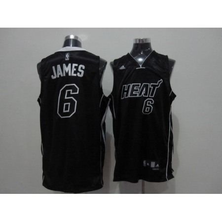 Heat #6 LeBron James Black Shadow Stitched NBA Jersey