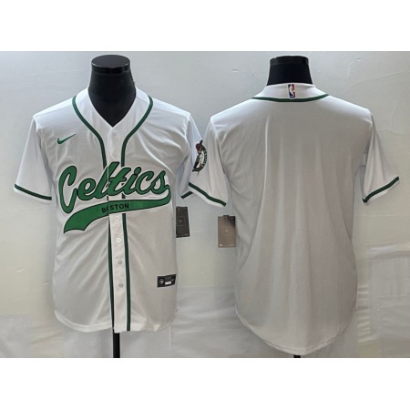 Men's Boston Celtics Blank White Stitched Baseball Jersey