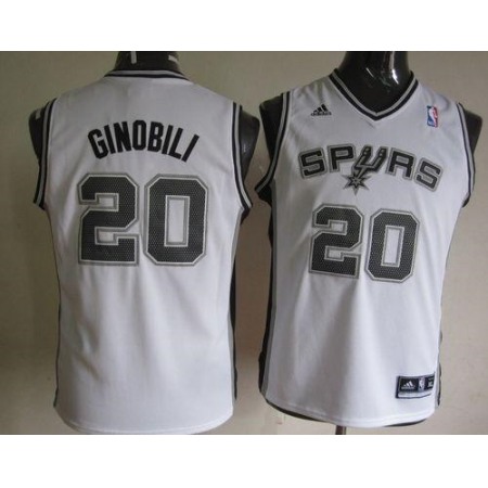 Spurs #20 Manu Ginobili White Youth Stitched NBA Jersey