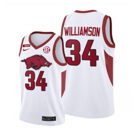 Men's Arkansas Razorbacks Customized 2021 White Stitched Jersey