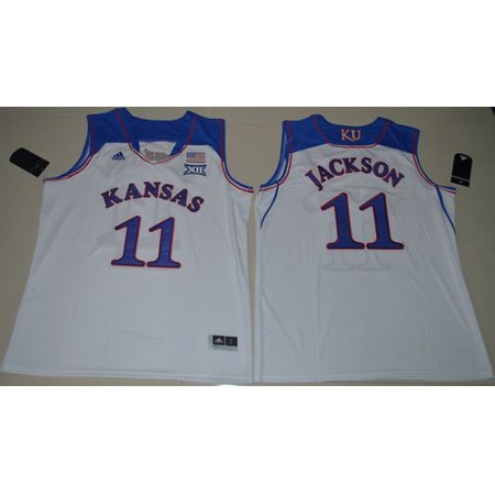 Jayhawks #11 Josh Jackson White Basketball Authentic Stitched NCAA Jersey