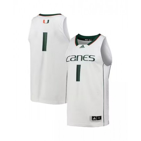 Men's Miami Hurricanes #1 White Swingman Stitched Basketball Jerseys