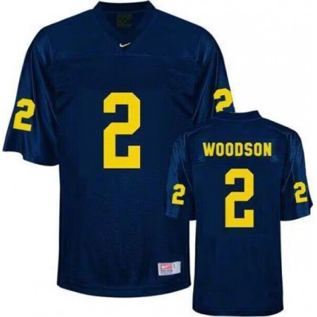 Men's Michigan Wolverines #2 Charles Woodson Navy Stitched Jersey