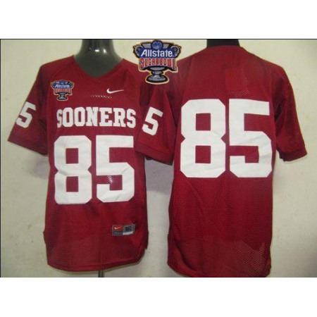 Sooners #85 Red 2014 Sugar Bowl Patch Stitched NCAA Jersey