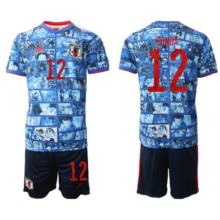 Men's Japan #12 Gonda Blue Home Soccer Jersey Suit