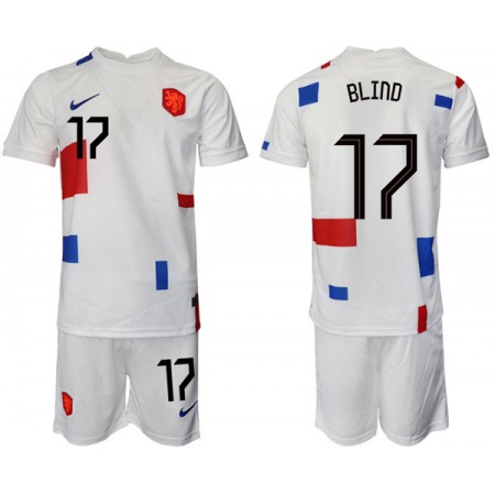 Men's Netherlands #17 Bltnd White Away Soccer Jersey Suit