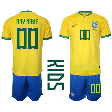 Youth Brazil Custom Yellow Home Soccer Jersey Suit