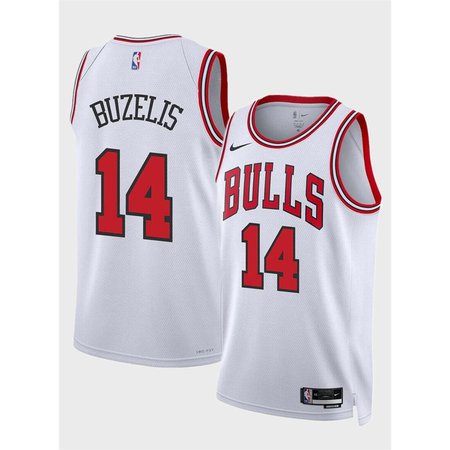 Men's Chicago Bulls #14 Matas Buzelis White 2024 Draft Association Edition Stitched Basketball Jersey