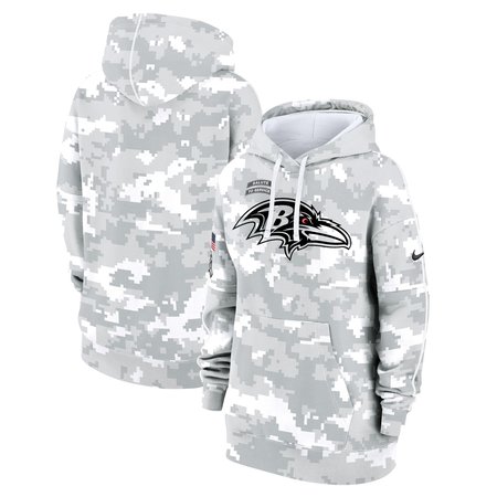 Women's Baltimore Ravens Nike Arctic Camo 2024 Salute To Service Club Fleece Pullover Hoodie