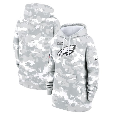 Women's Philadelphia Eagles Nike Arctic Camo 2024 Salute To Service Club Fleece Pullover Hoodie