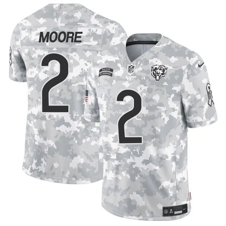 Men's Chicago Bears #2 DJ Moore 2024 F.U.S.E Arctic Camo Salute to Service Limited Stitched Football Jersey