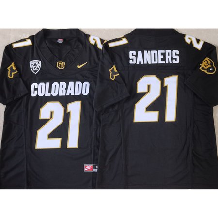 Men's Colorado Buffaloes Black #21 Sanders Stitched Jersey