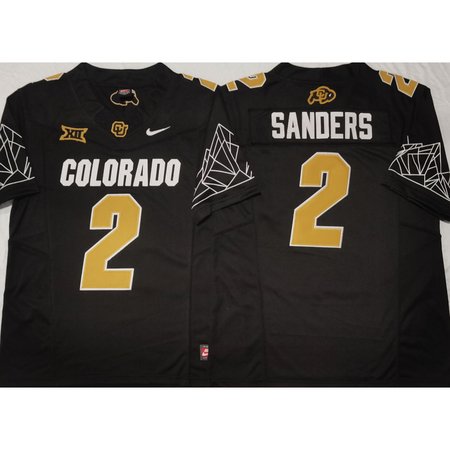 Men's Colorado Buffaloes Black #2 Sanders Stitched Jersey