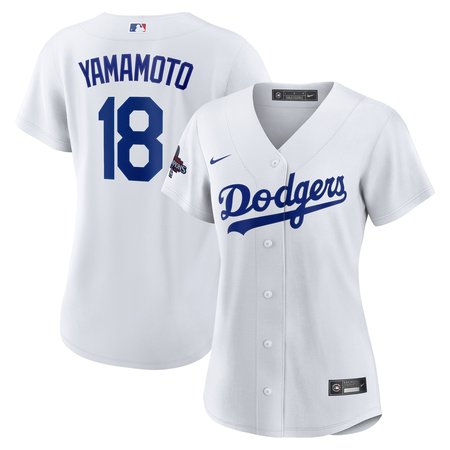 Women's Los Angeles Dodgers Yoshinobu Yamamoto Nike White 2024 World Series Champions Home Replica Player Jersey