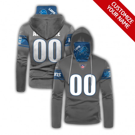 Men's Detroit Lions 2020 Grey Customize Hoodie Mask