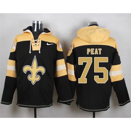 Nike Saints #75 Andrus Peat Black Player Pullover NFL Hoodie