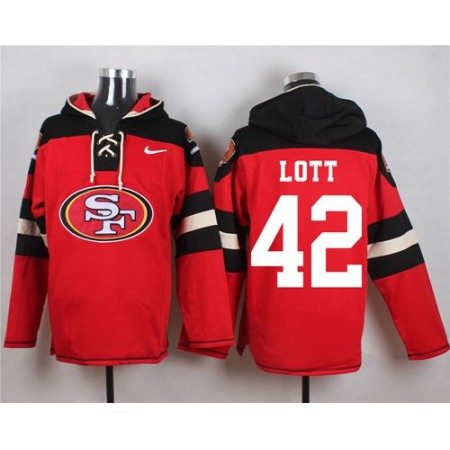 Nike 49ers #42 Ronnie Lott Red Player Pullover NFL Hoodie