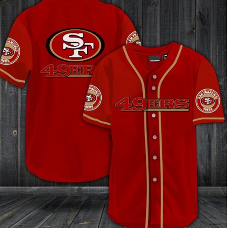 Men's San Francisco 49ers Red Baseball Stitched Jersey Shirt