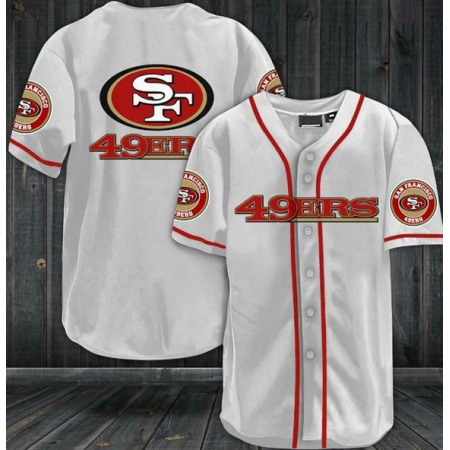 Men's San Francisco 49ers White Baseball Stitched Jersey Shirt