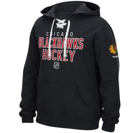 Chicago Blackhawks Reebok Stitch Em Up Lace Hoodie Black