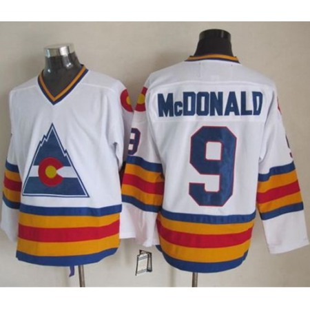 Avalanche #9 Lanny McDonald White CCM Throwback Stitched NHL Jersey