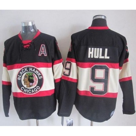 Blackhawks #9 Bobby Hull Black Third CCM Stitched NHL Jersey