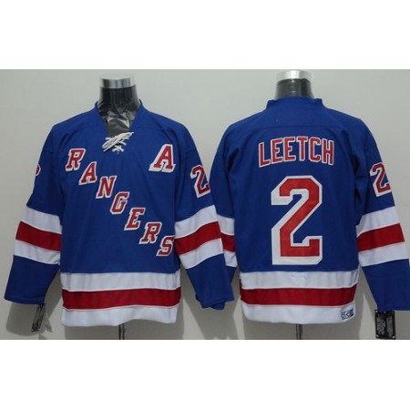 Rangers #2 Brian Leetch Blue CCM Throwback Stitched NHL Jersey