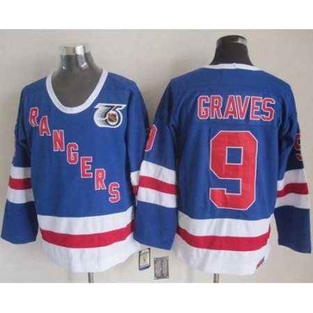 Rangers #9 Adam Graves Blue CCM 75TH Stitched NHL Jersey